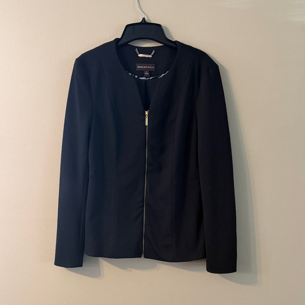 Dana Buchman Black Women's Blazer with Gold Zipper Size 4